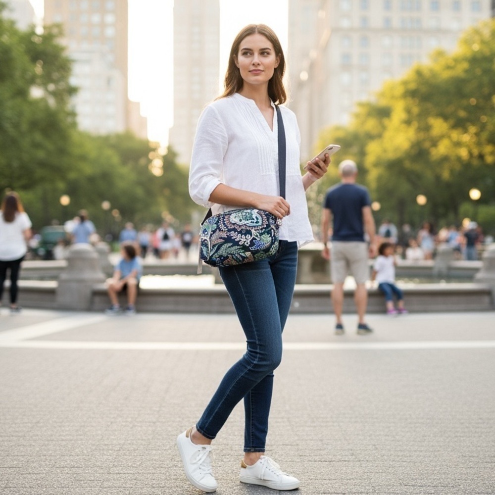Vera Bradley Crossbody Navy Floral Patterned Crossbody Bag (NWT) - Picture 1 of 7